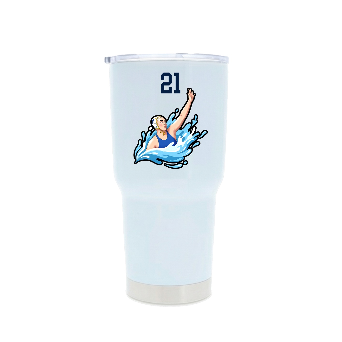 30oz Stainless Steel Tumbler — Number Top in White