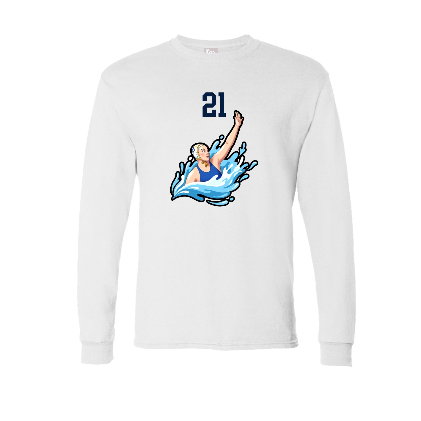 Long Sleeve Tee — Number Top in White