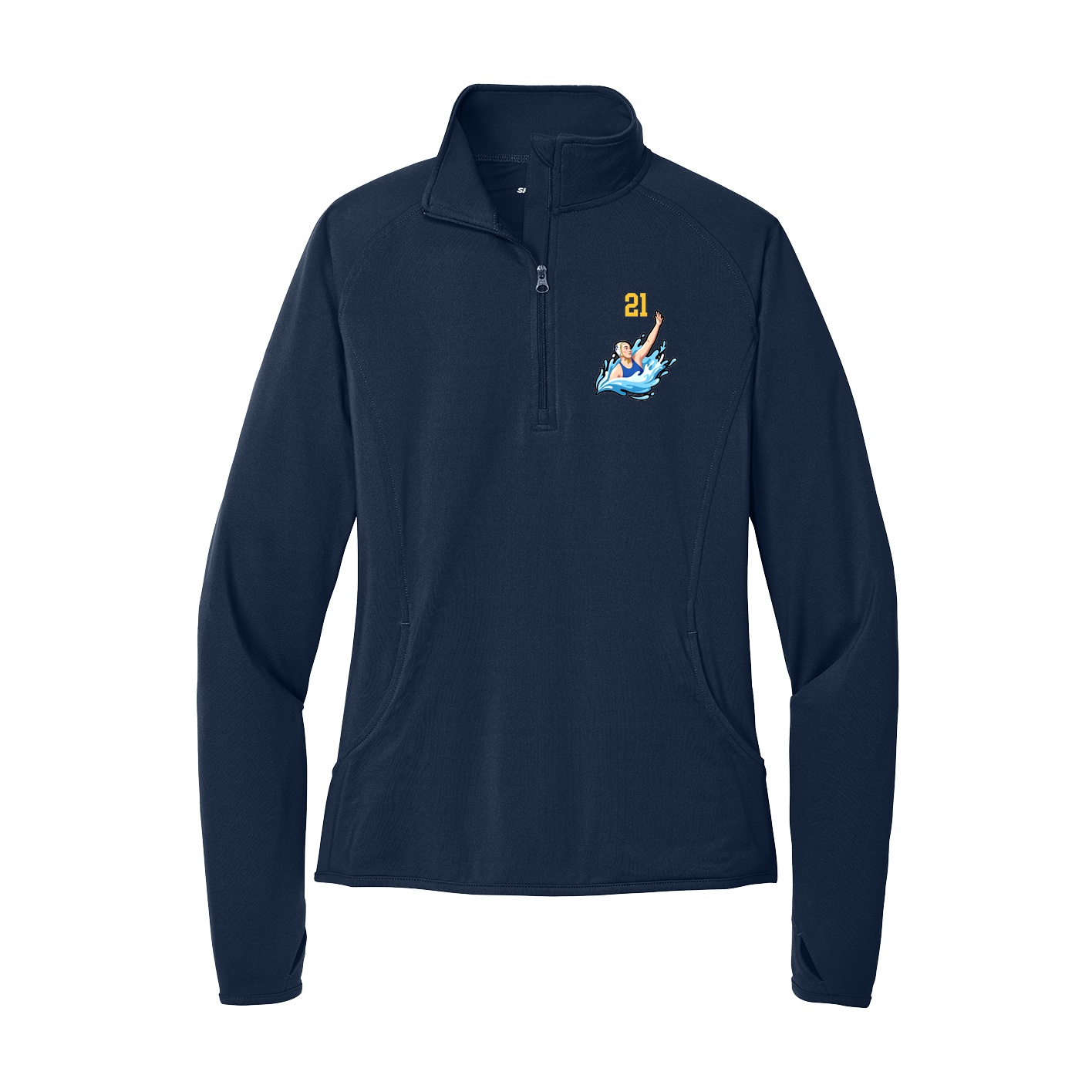 Women's Q-Zip Pullover — Number Top in Navy