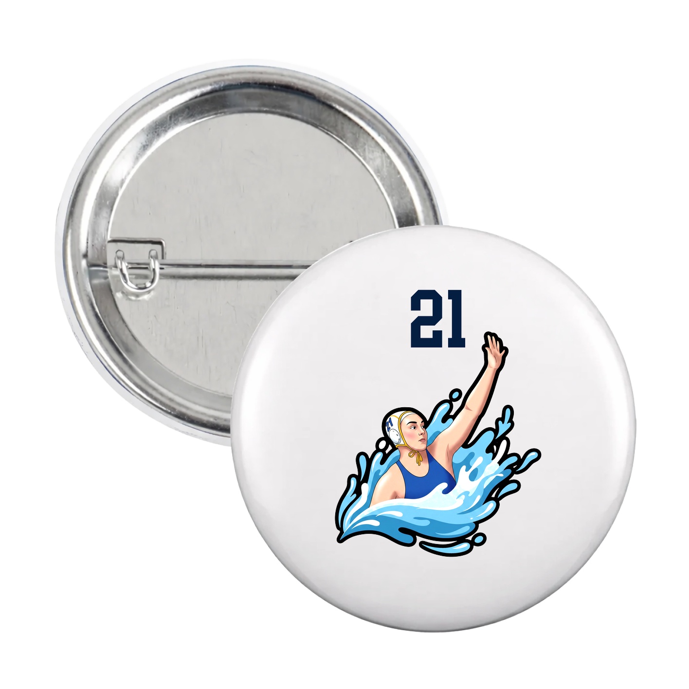 Game Day Button — Number Top in White