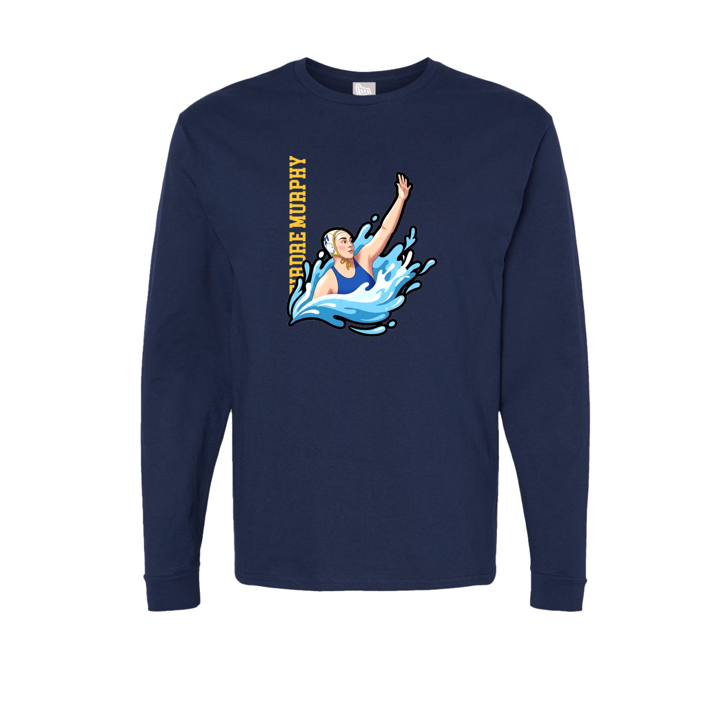 Long Sleeve Tee — Name Vertical in Navy
