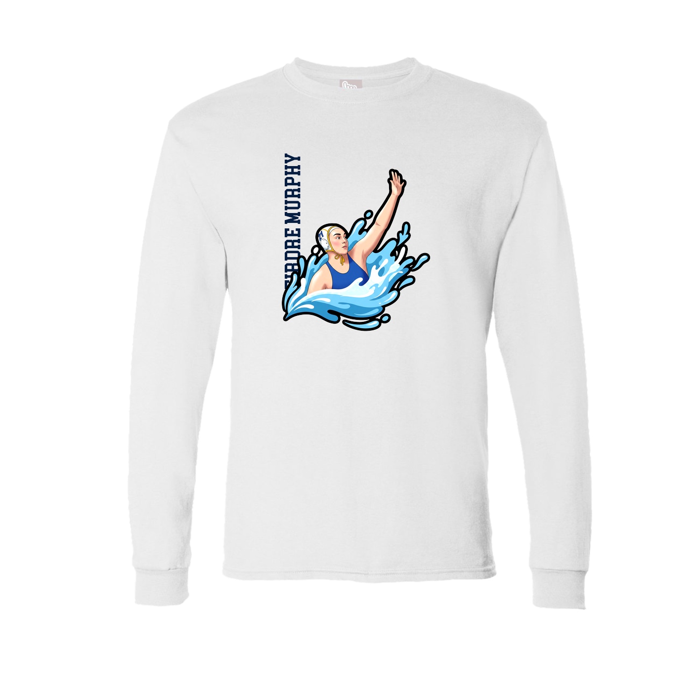 Long Sleeve Tee — Name Vertical in White