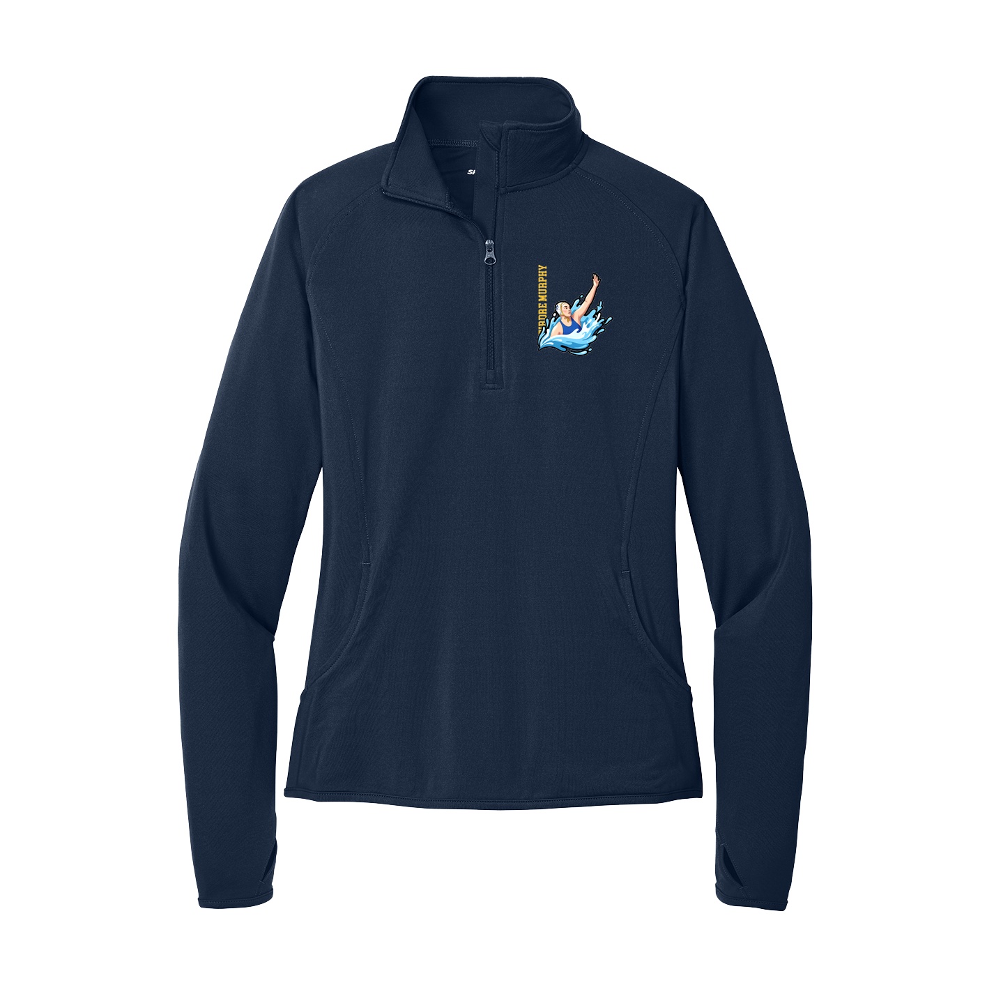 Women's Q-Zip Pullover — Name Vertical in Navy