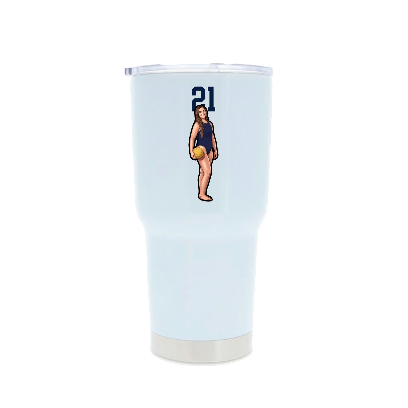 30oz Stainless Steel Tumbler — Number Top in White
