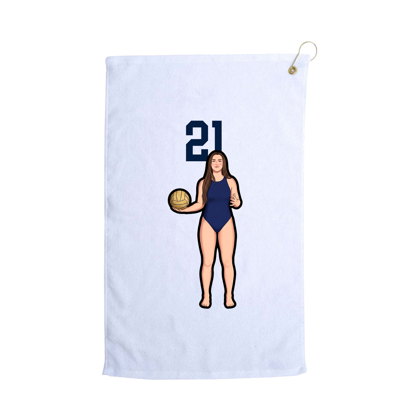Golf Towel — Number Top in White