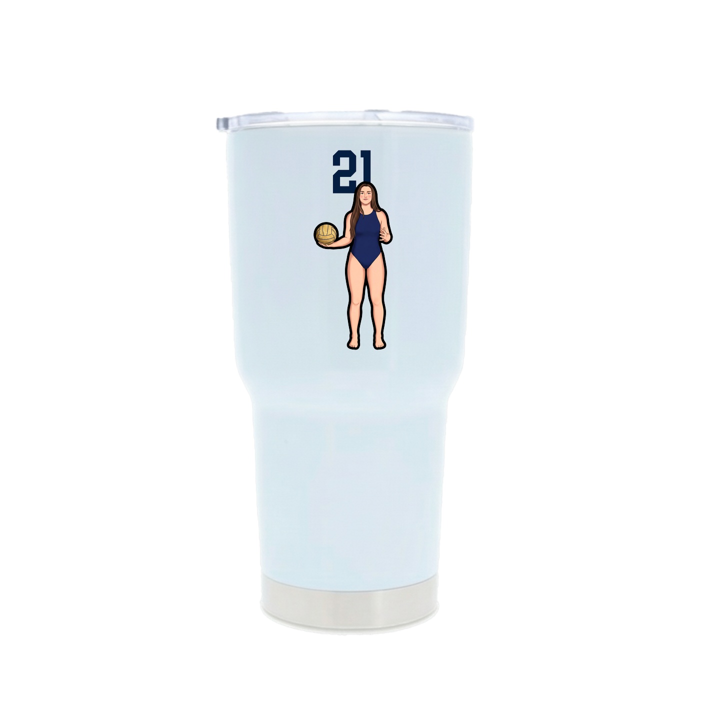 30oz Stainless Steel Tumbler — Number Top in White