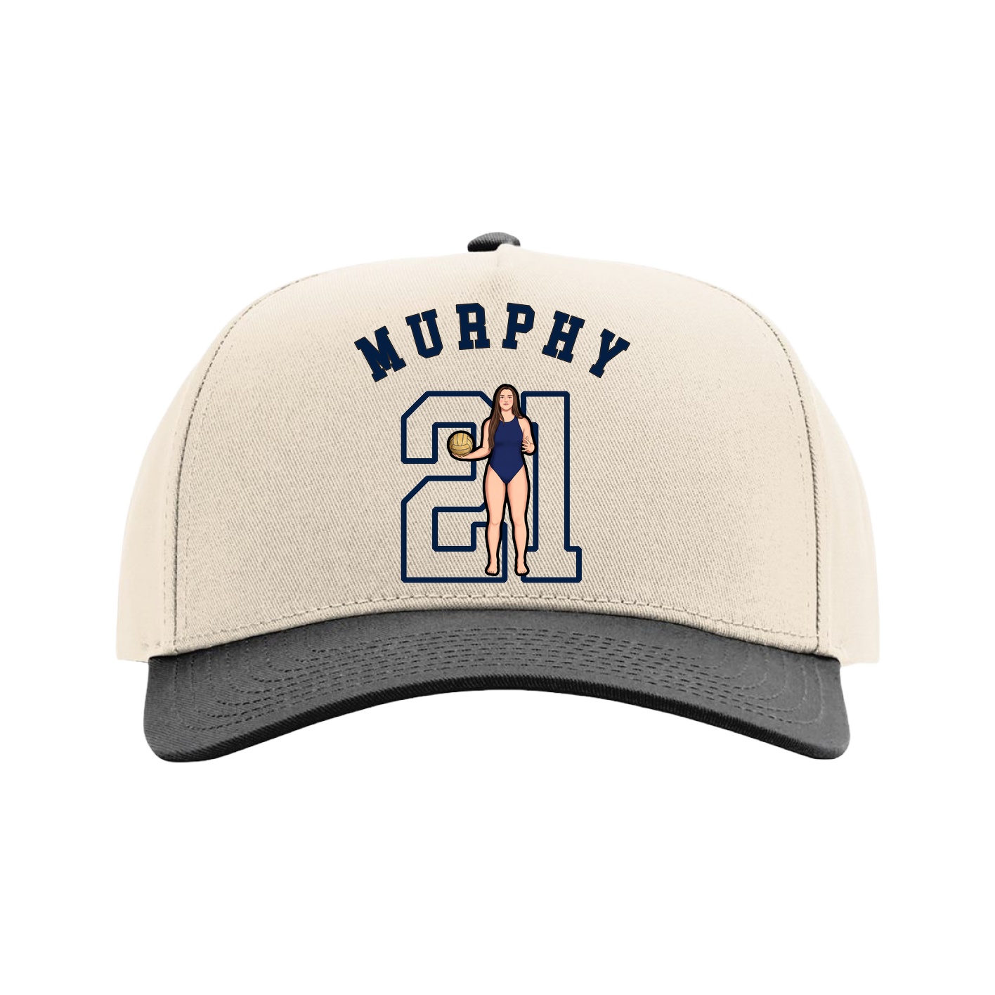 Full Fabric Five-Panel Champ Cap — Shirsey Arch in Cream/Black