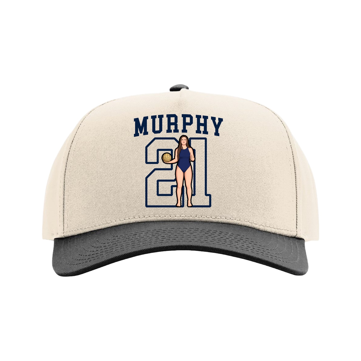 Full Fabric Five-Panel Champ Cap — Shirsey in Cream/Black