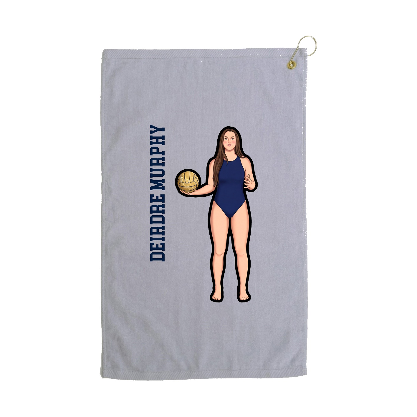 Golf Towel — Name Vertical in Grey