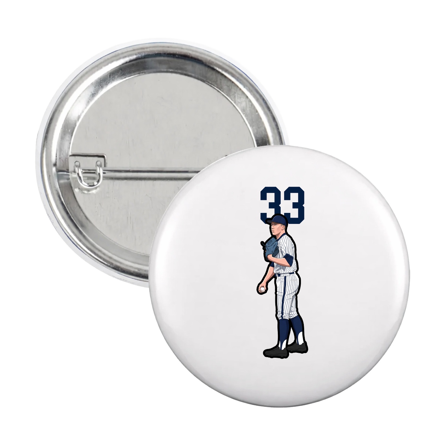 Game Day Button — Number Top in White