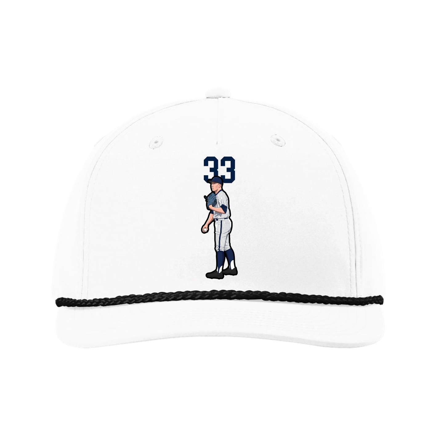 Five-Panel Classic Rope Cap — Number Top in White