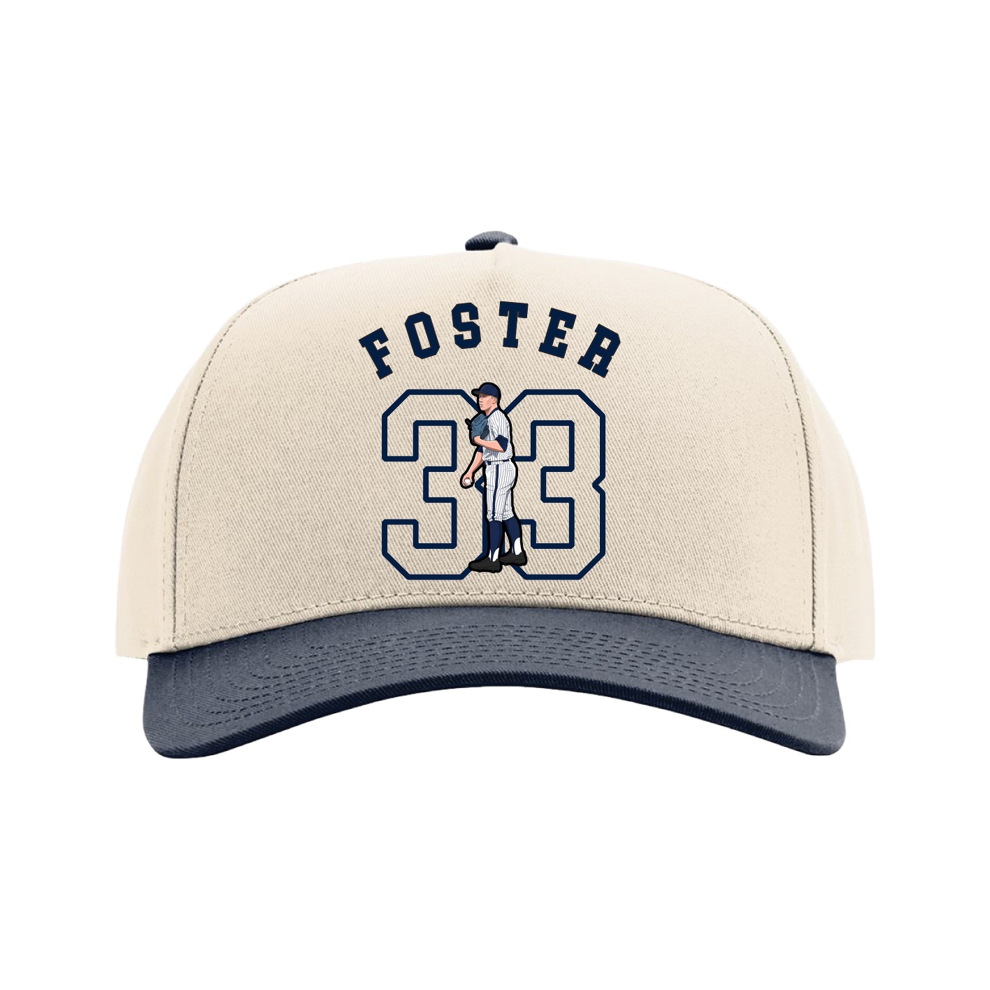Full Fabric Five-Panel Champ Cap — Shirsey Arch in Cream/Navy