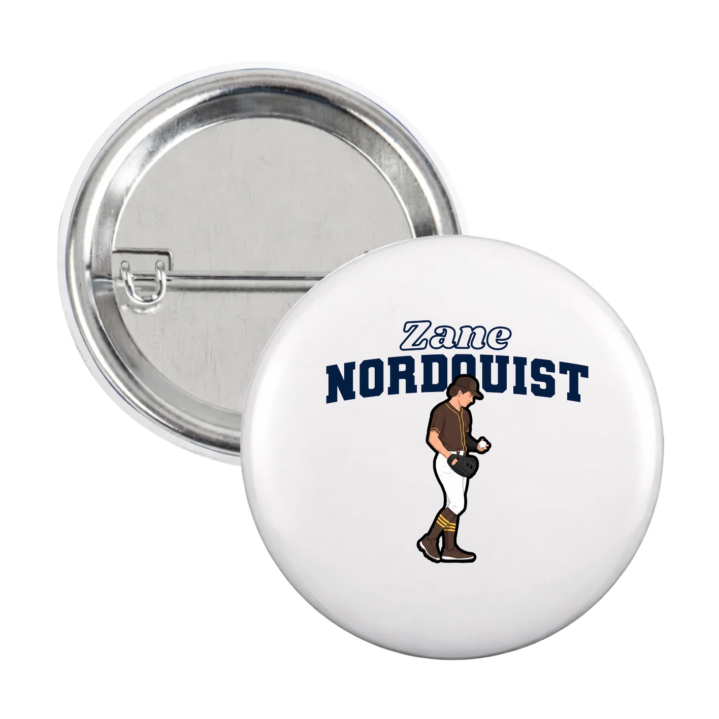 Game Day Button — Name Arch in White