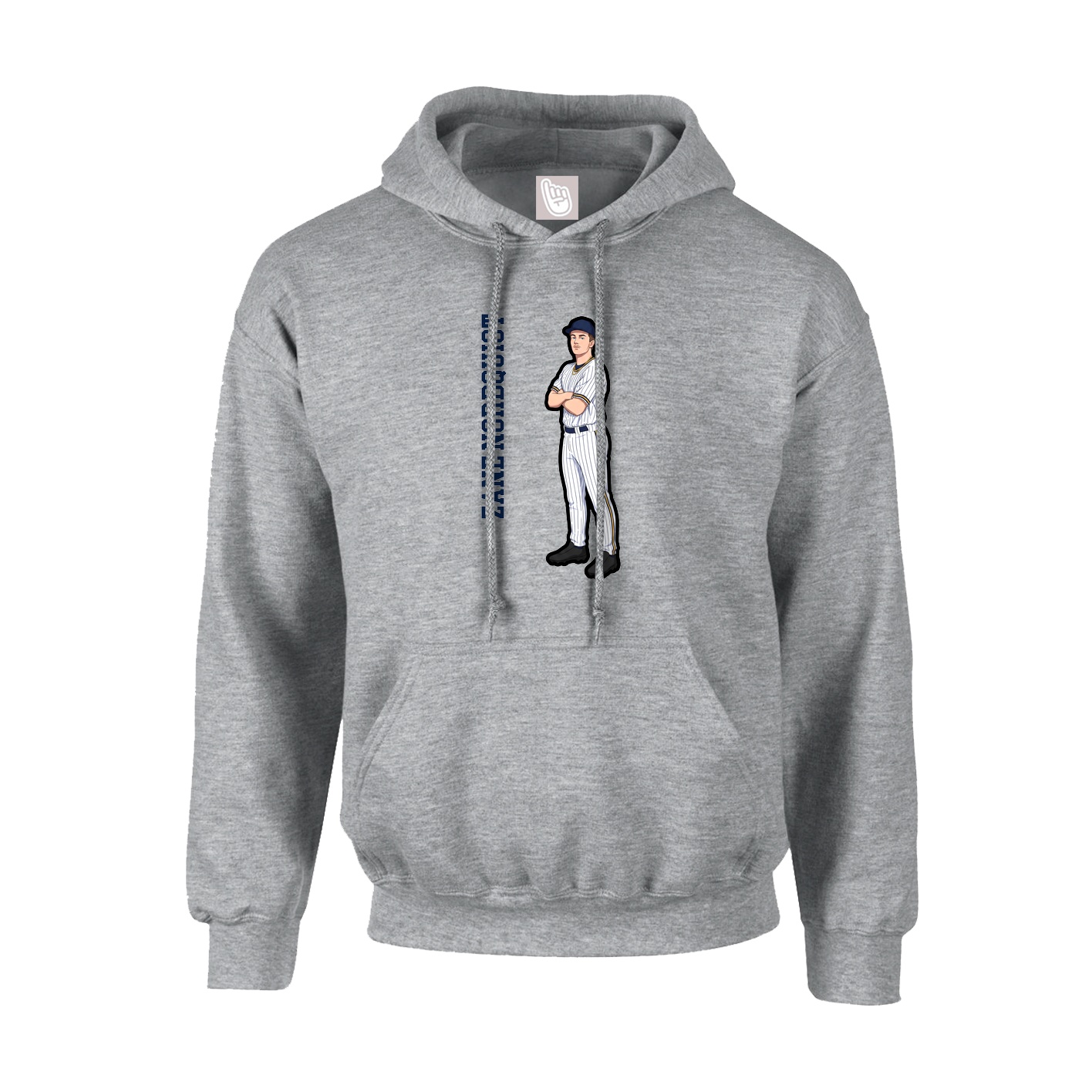 Hoodie — Name Vertical in Grey