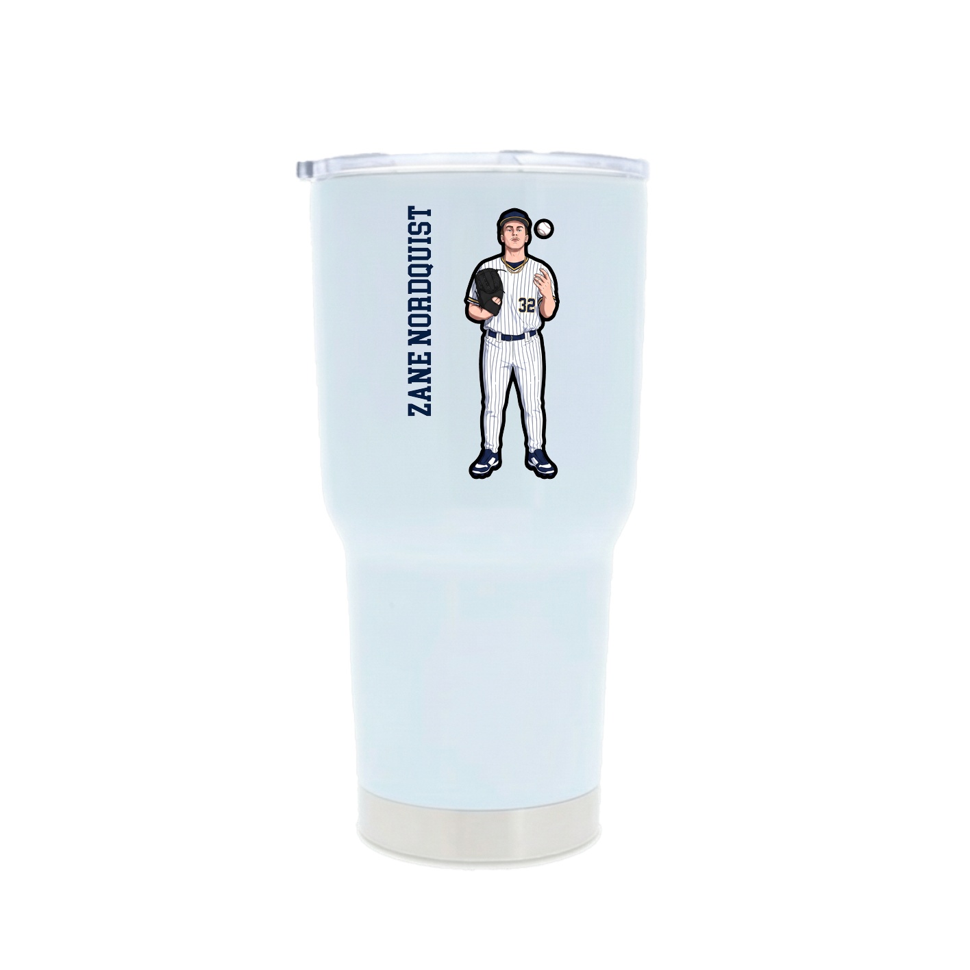 30oz Stainless Steel Tumbler — Name Vertical in White