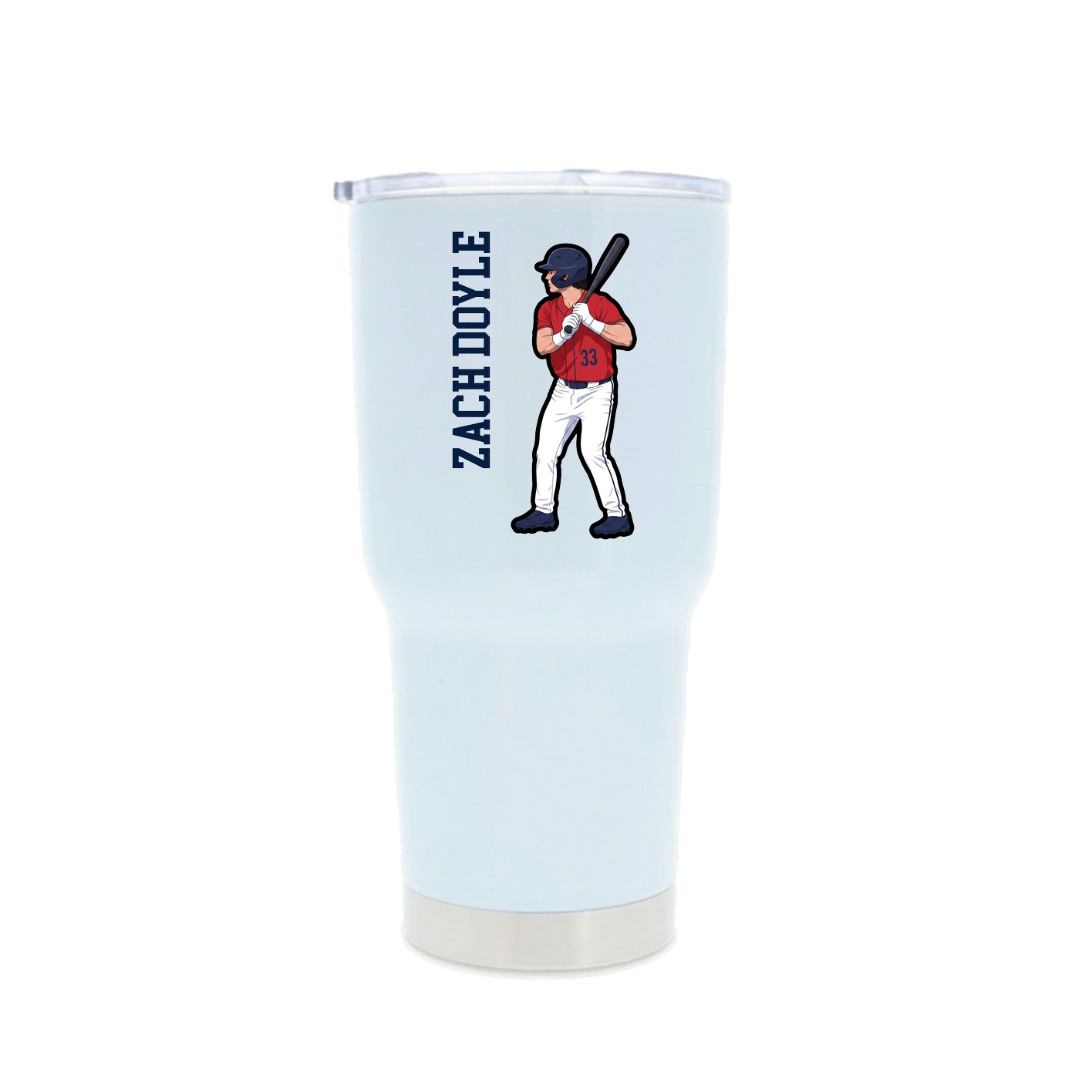 30oz Stainless Steel Tumbler — Name Vertical in White