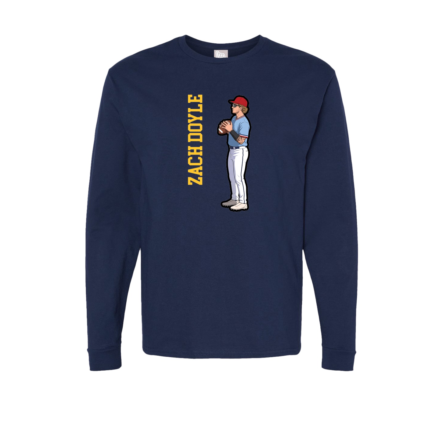Long Sleeve Tee — Name Vertical in Navy