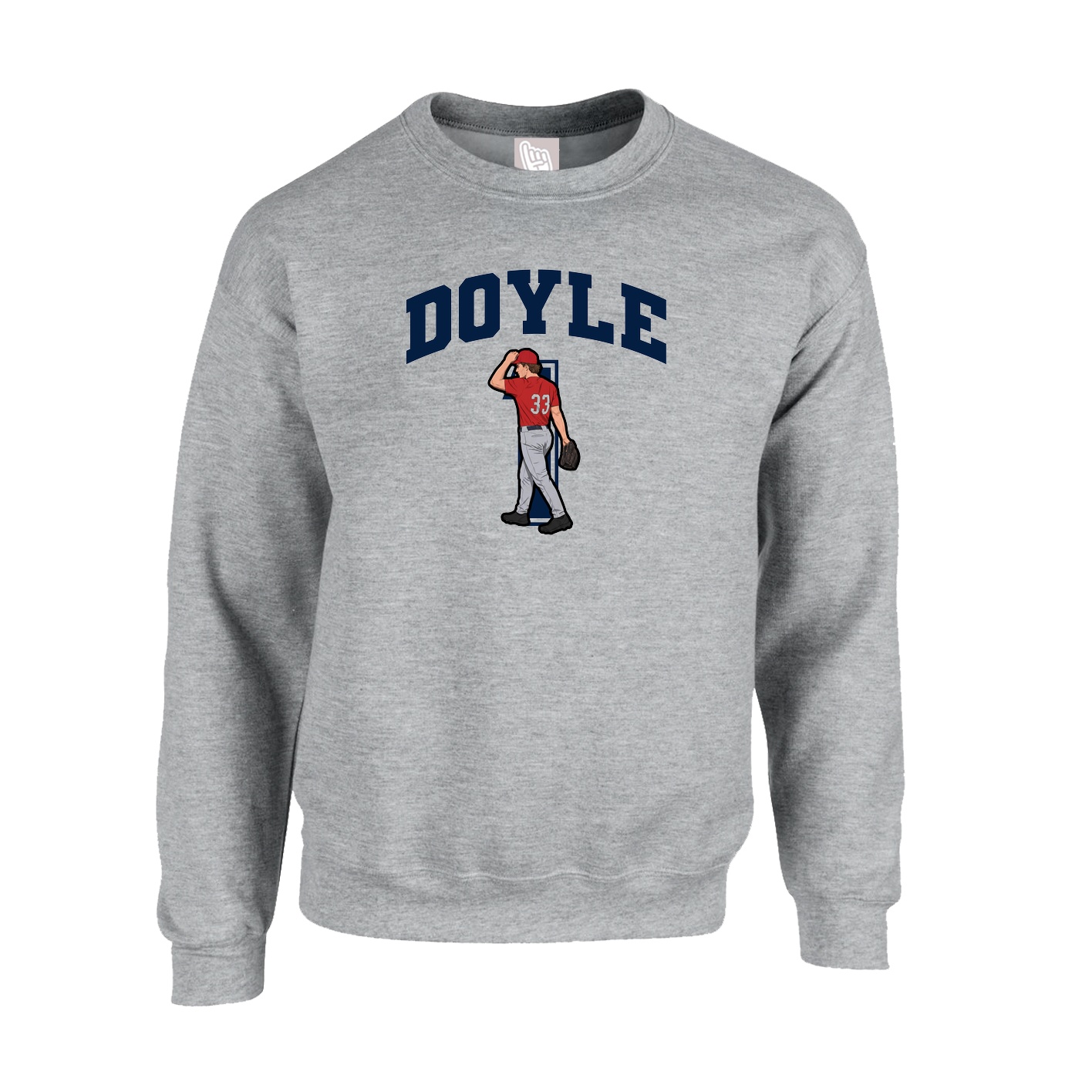Fleece Crew — Number in Grey