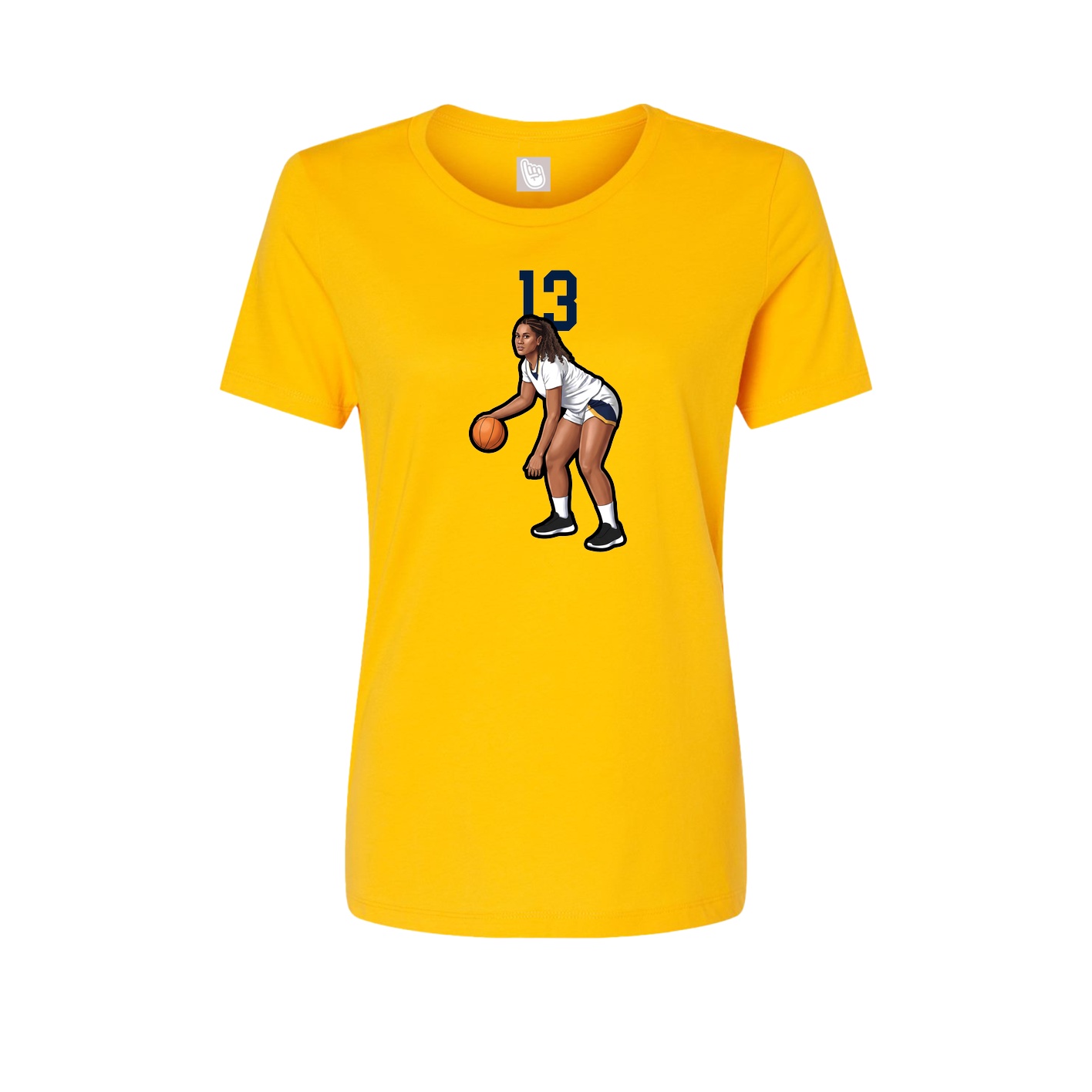 Fitted Women's Tee — Number Top in Gold