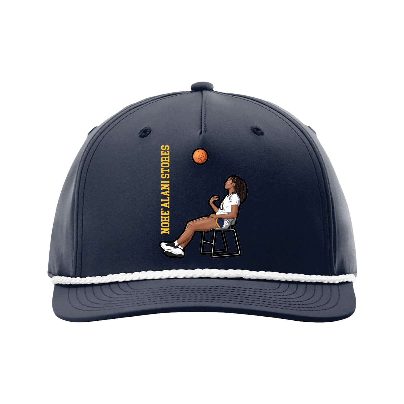 Five-Panel Classic Rope Cap — Name Vertical in Navy