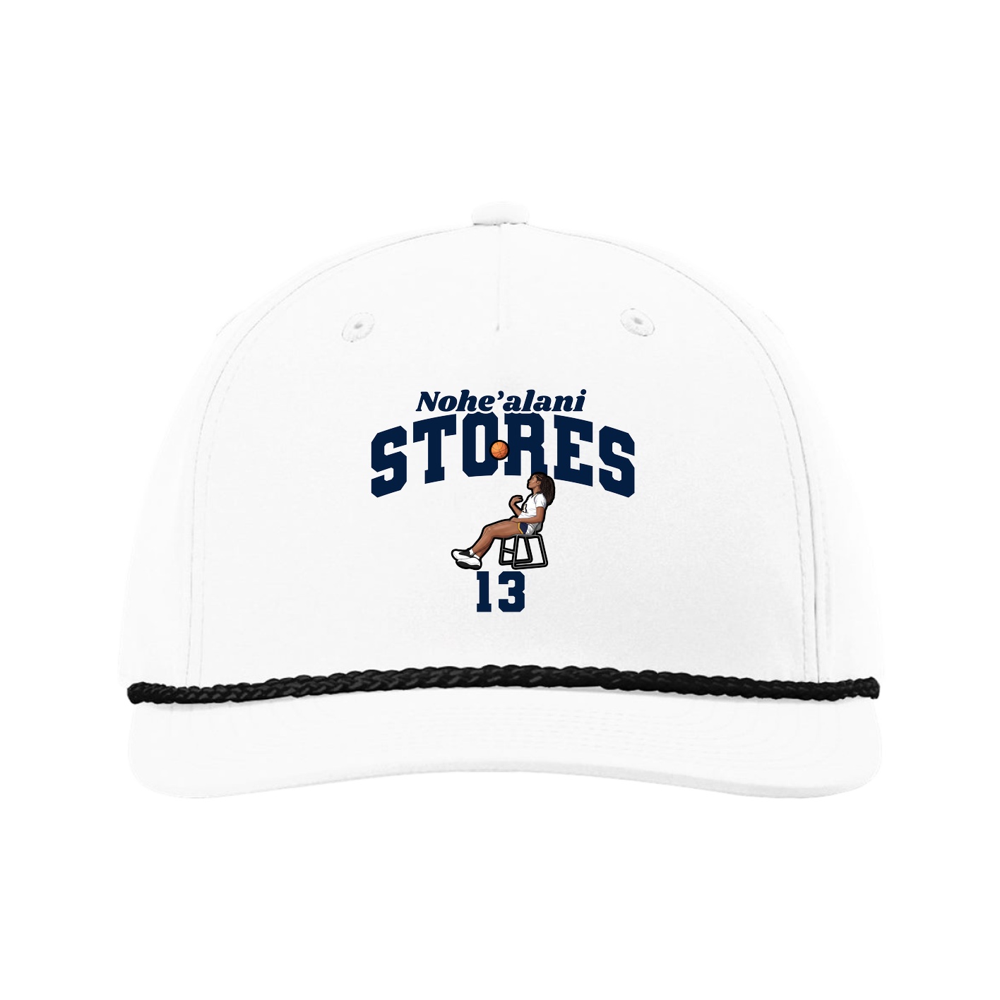 Five-Panel Classic Rope Cap — Signature Arch in White