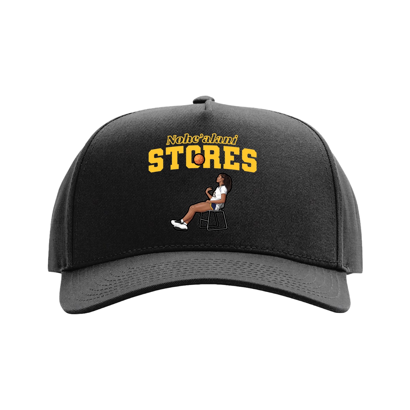 Full Fabric Five-Panel Champ Cap — Name Arch in Black
