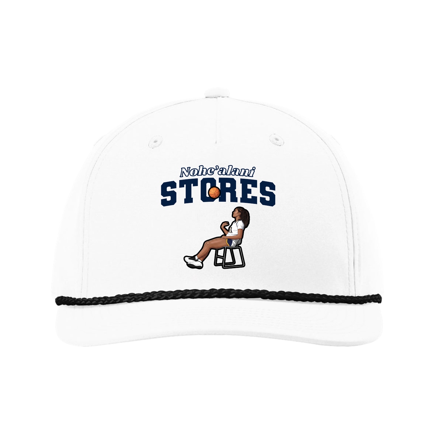 Five-Panel Classic Rope Cap — Name Arch in White