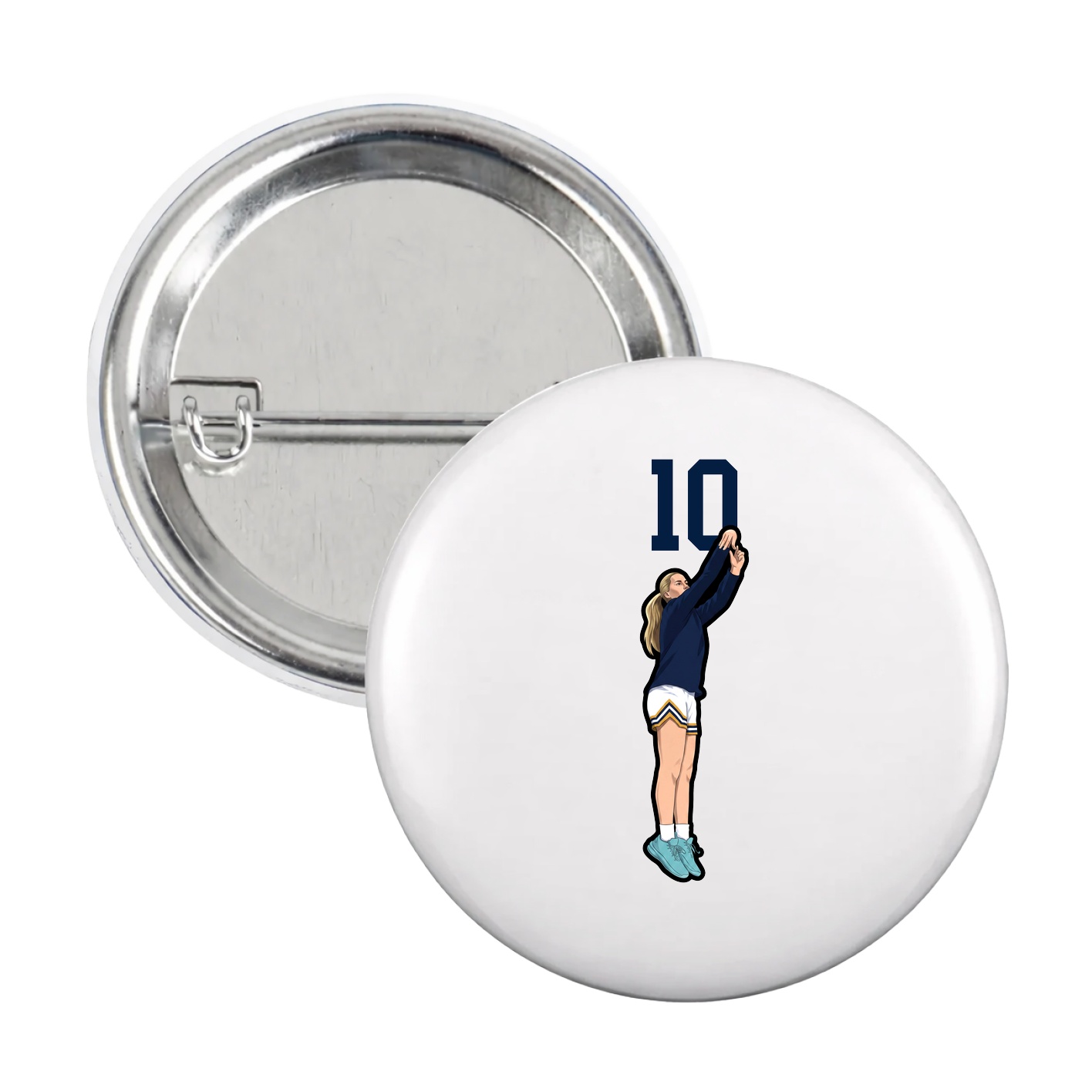 Game Day Button — Number Top in White