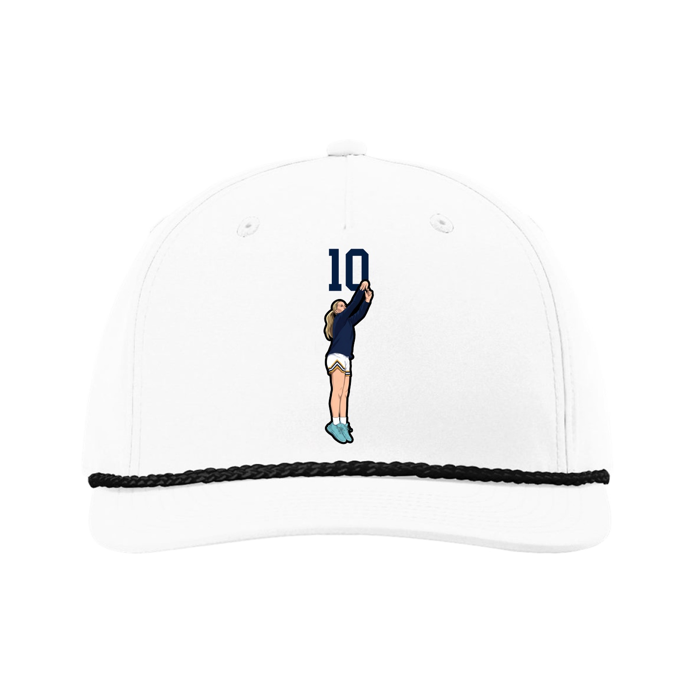 Five-Panel Classic Rope Cap — Number Top in White