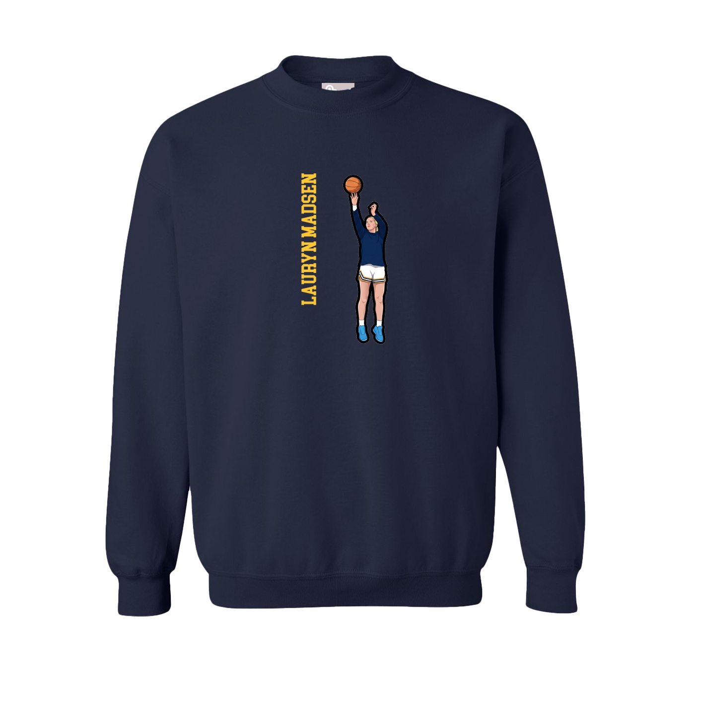 Fleece Crew — Name Vertical in Navy
