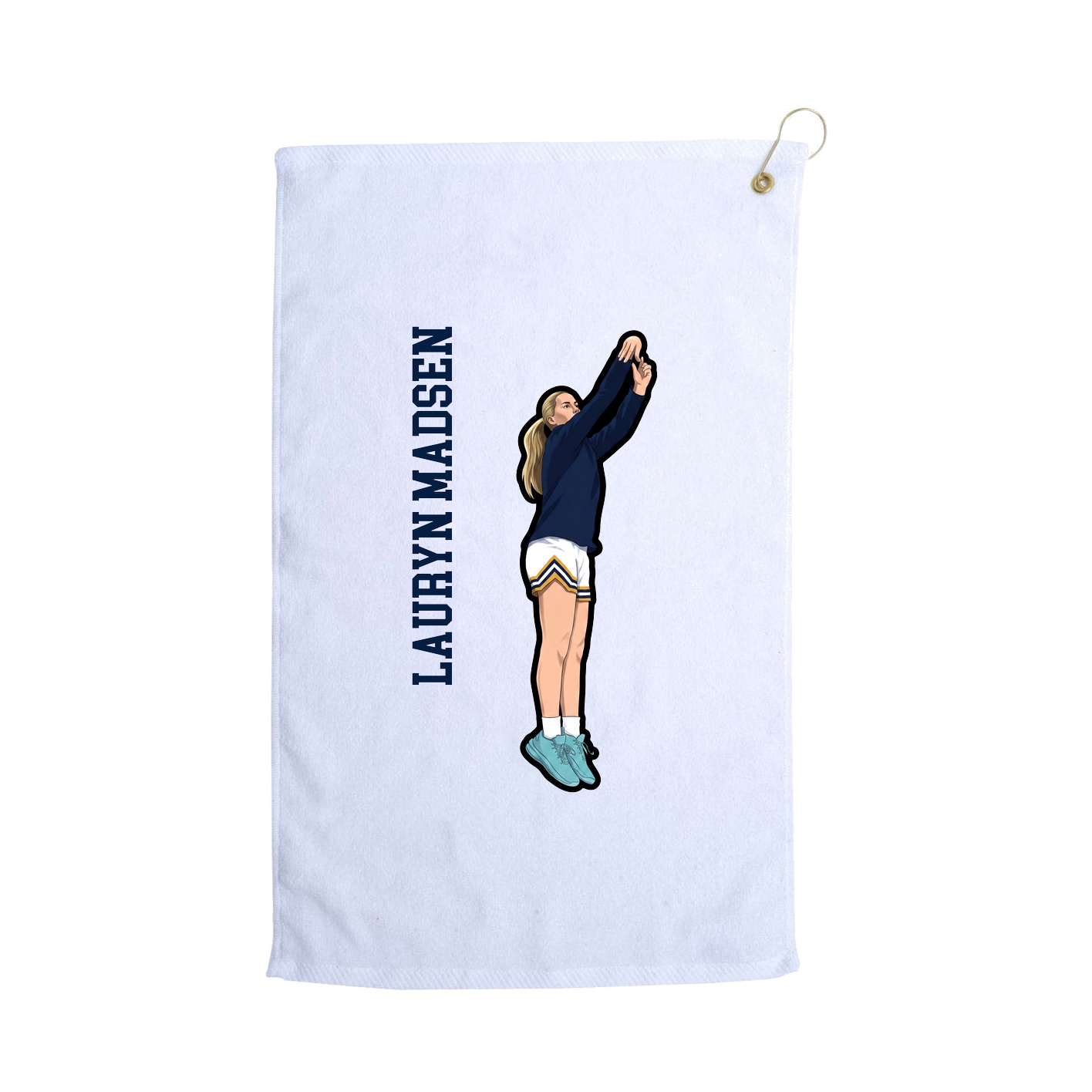 Golf Towel — Name Vertical in White