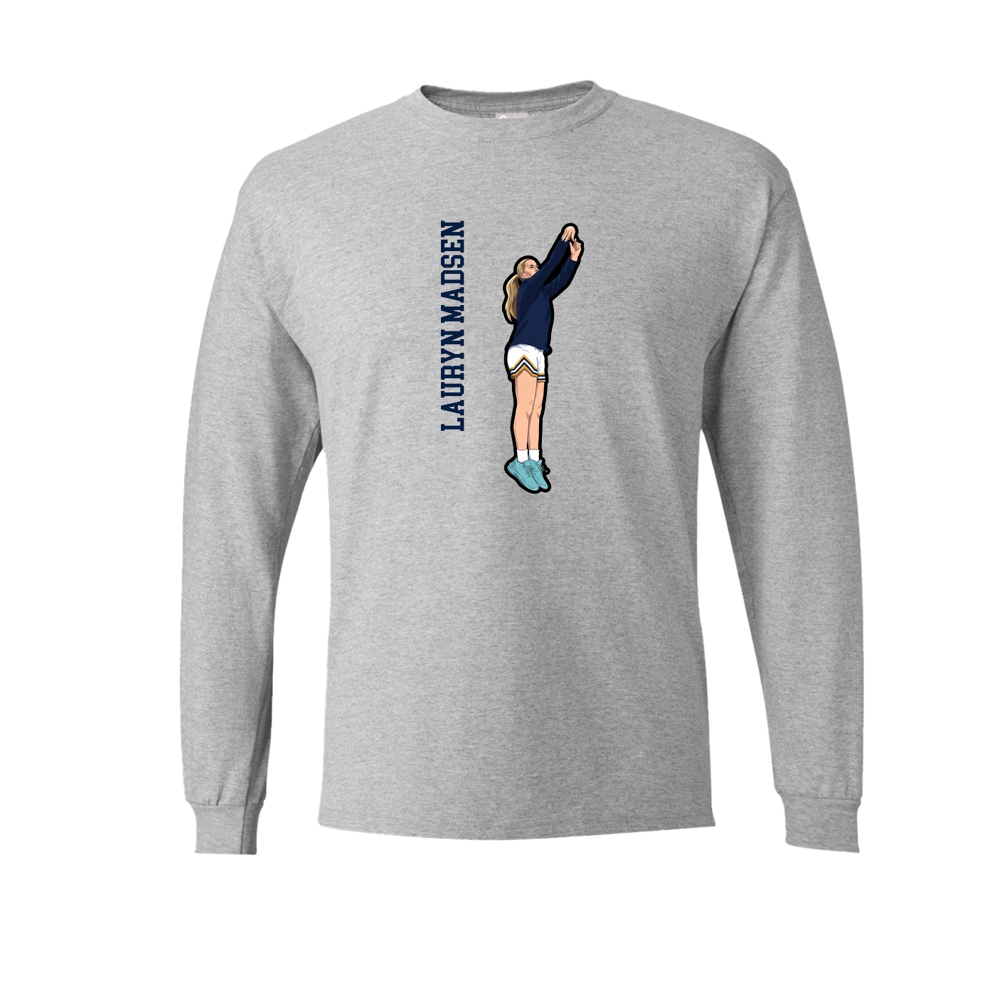 Long Sleeve Tee — Name Vertical in Grey