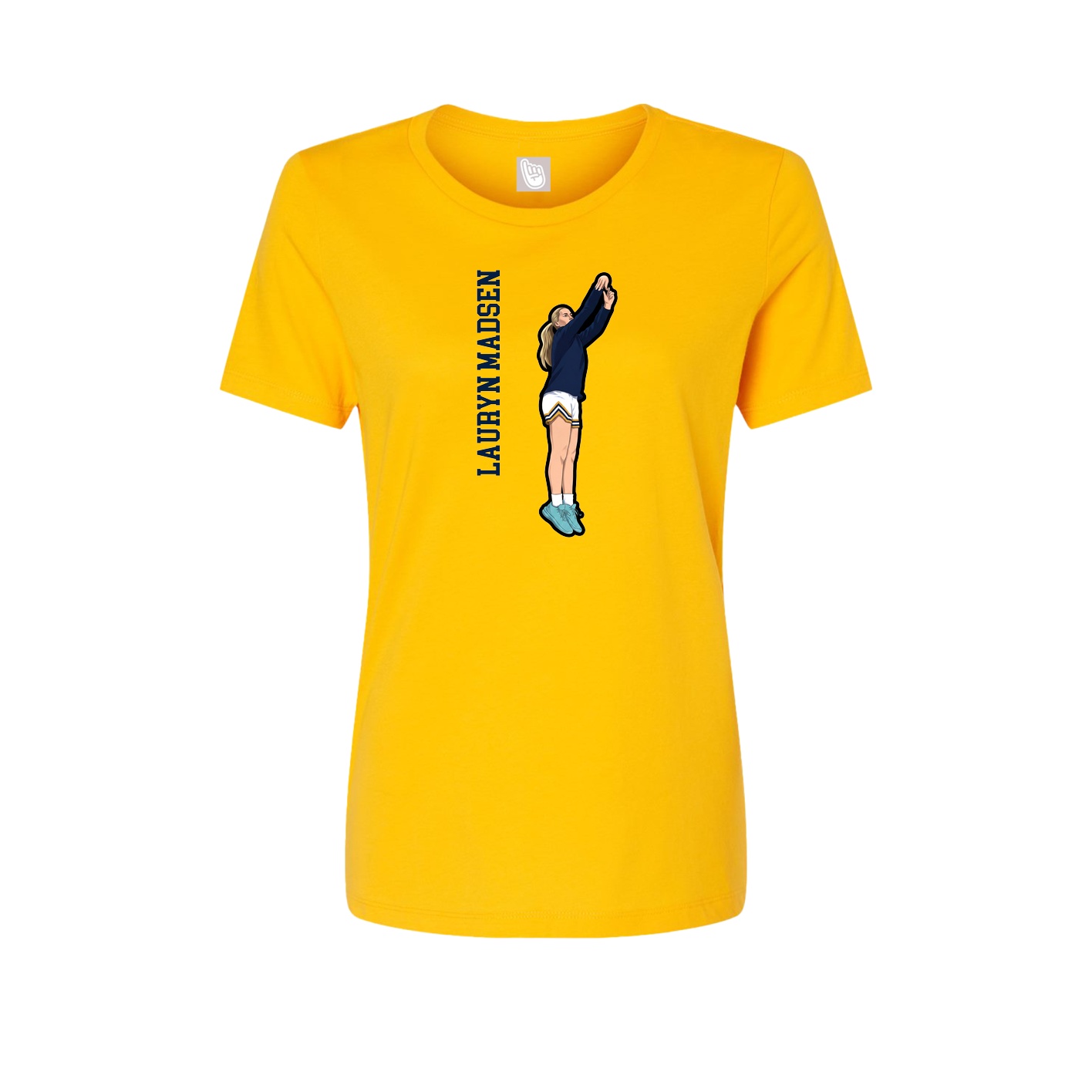 Fitted Women's Tee — Name Vertical in Gold