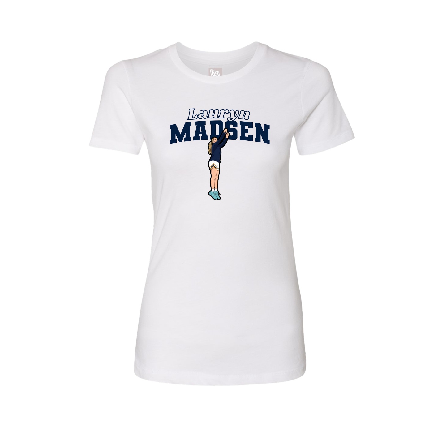 Fitted Women's Tee — Name Arch in White