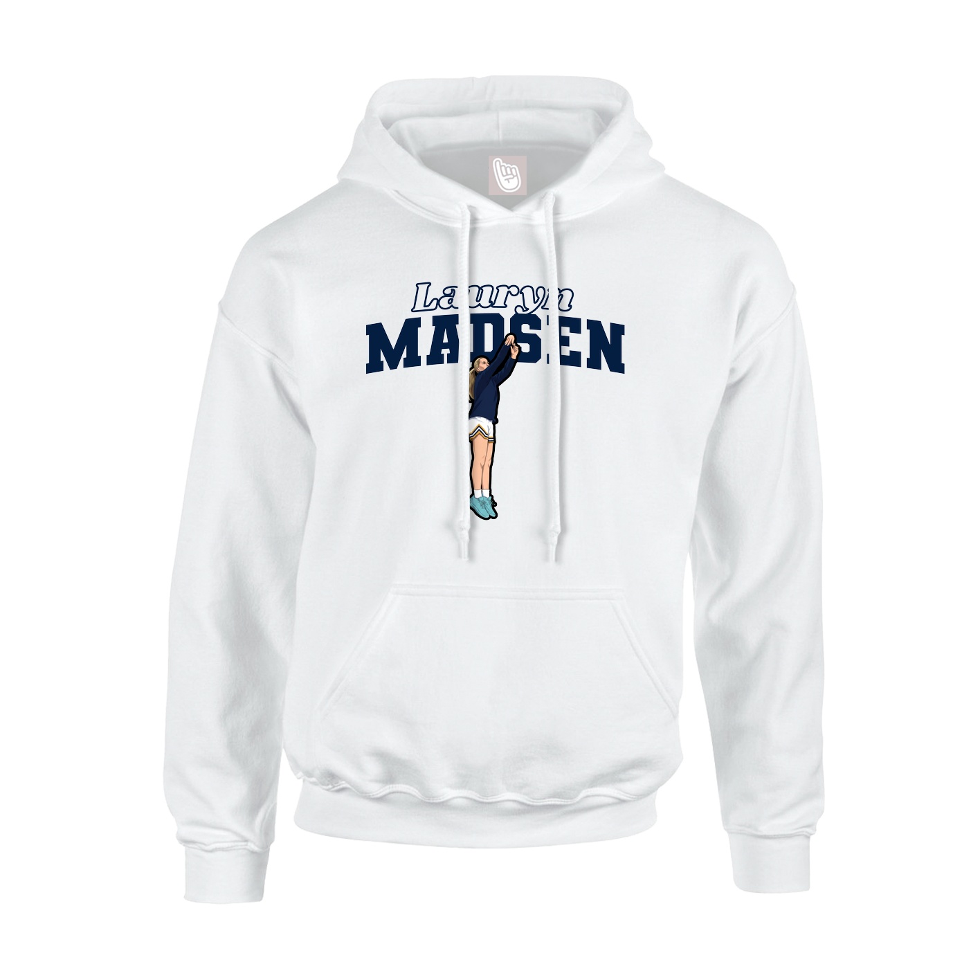 Youth Hoodie — Name Arch in White