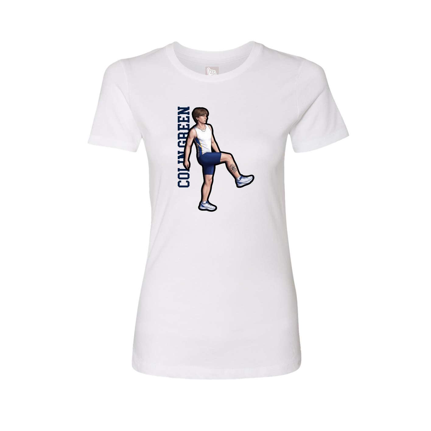 Fitted Women's Tee — Name Vertical in White