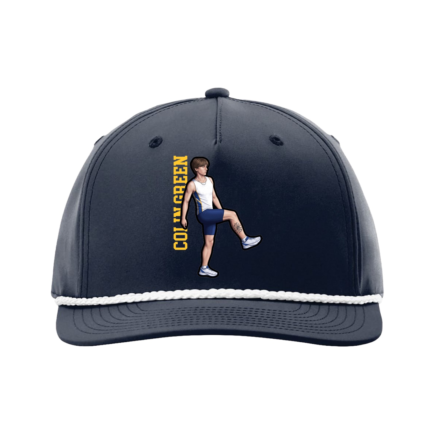 Five-Panel Classic Rope Cap — Name Vertical in Navy