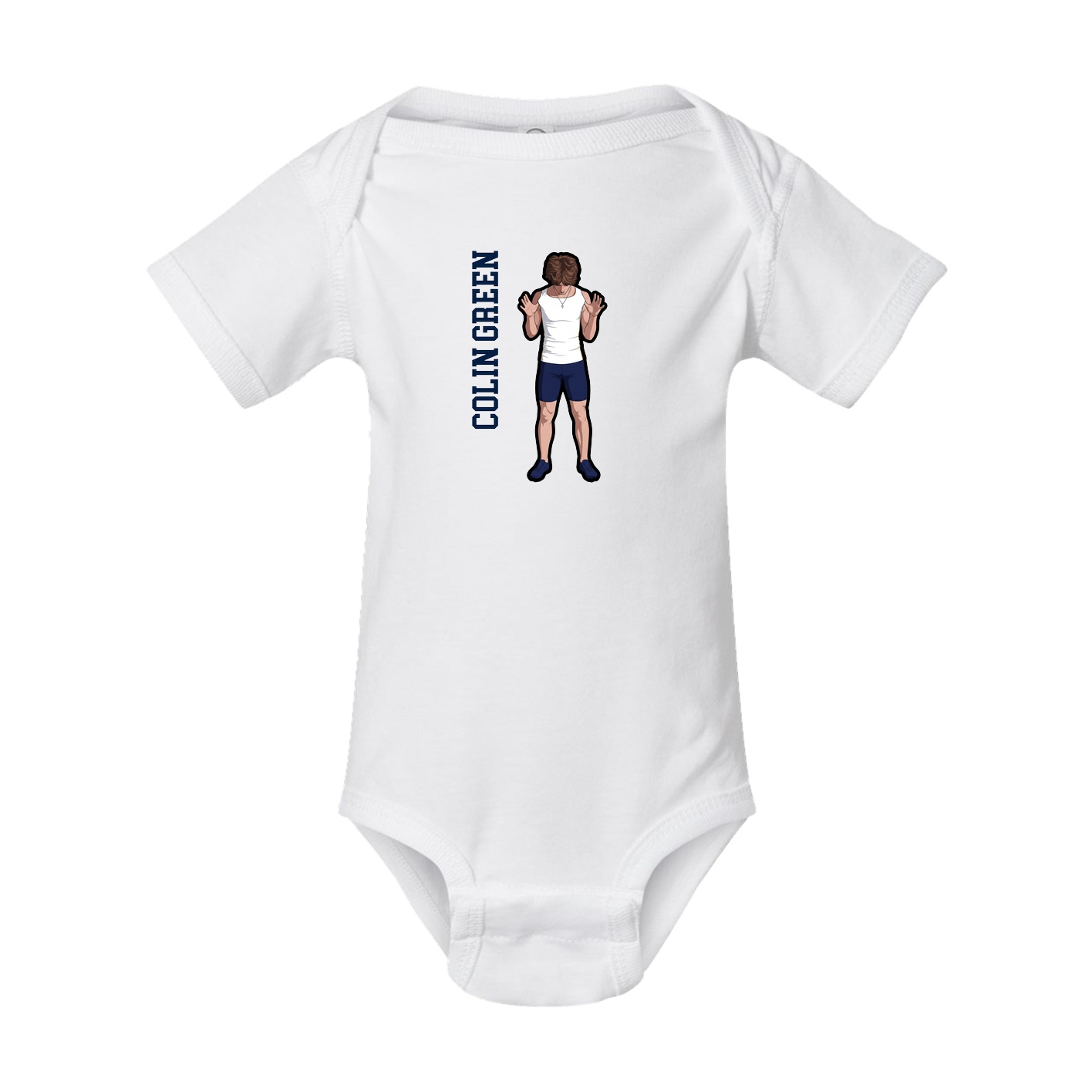 Baby Onesie — Name Vertical in White