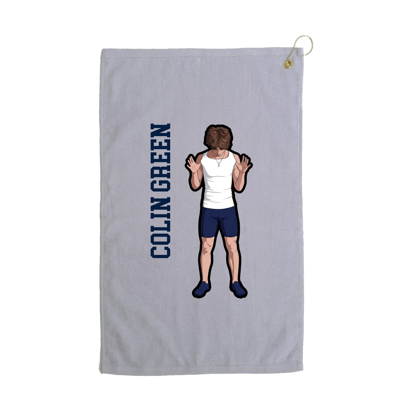 Golf Towel — Name Vertical in Grey