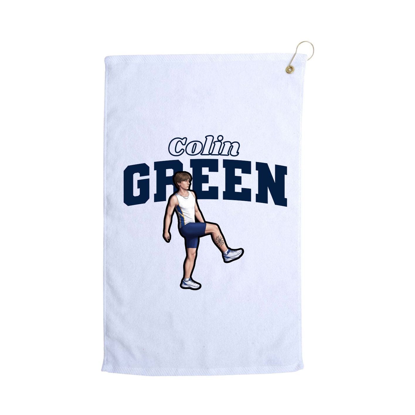 Golf Towel — Name Arch in White