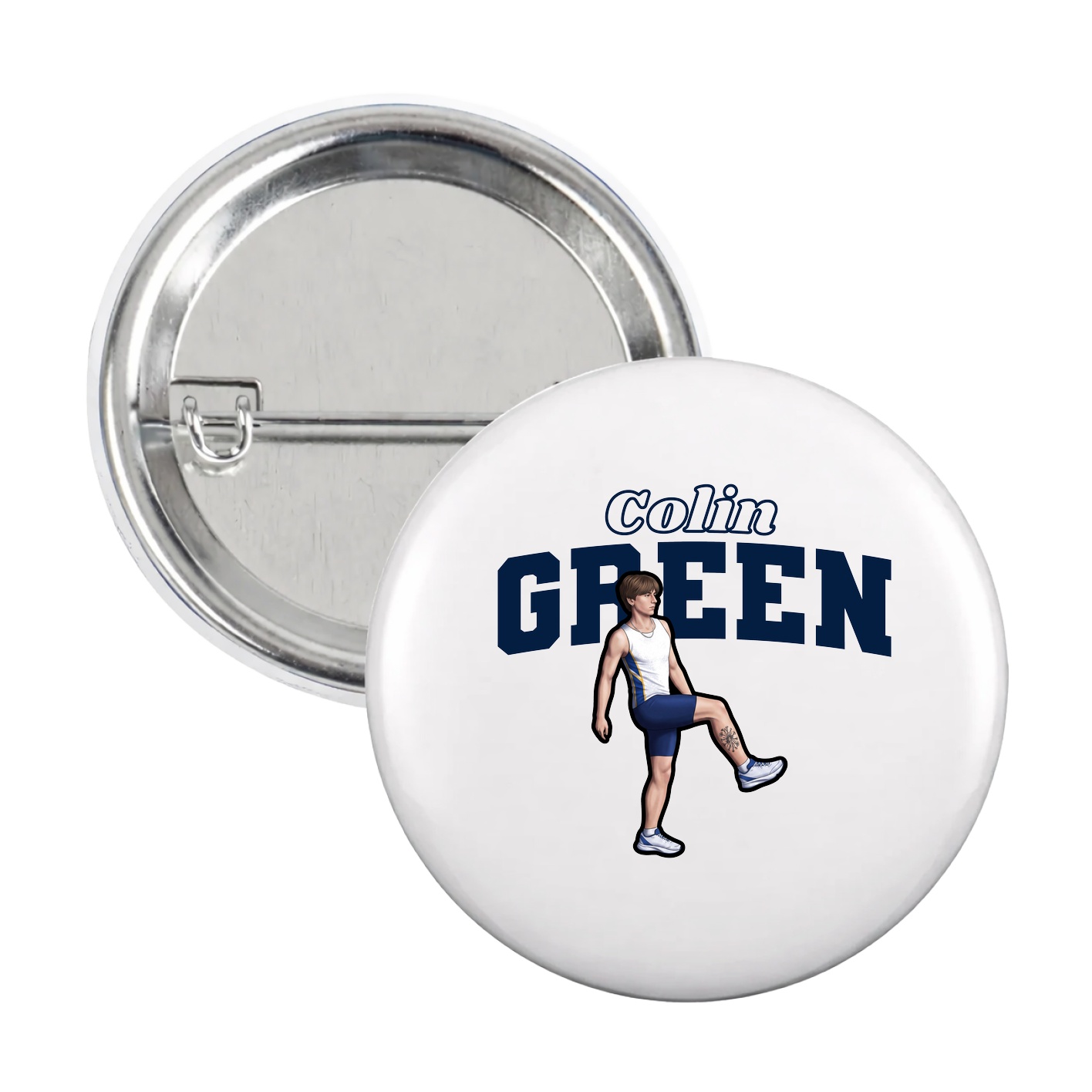 Game Day Button — Name Arch in White
