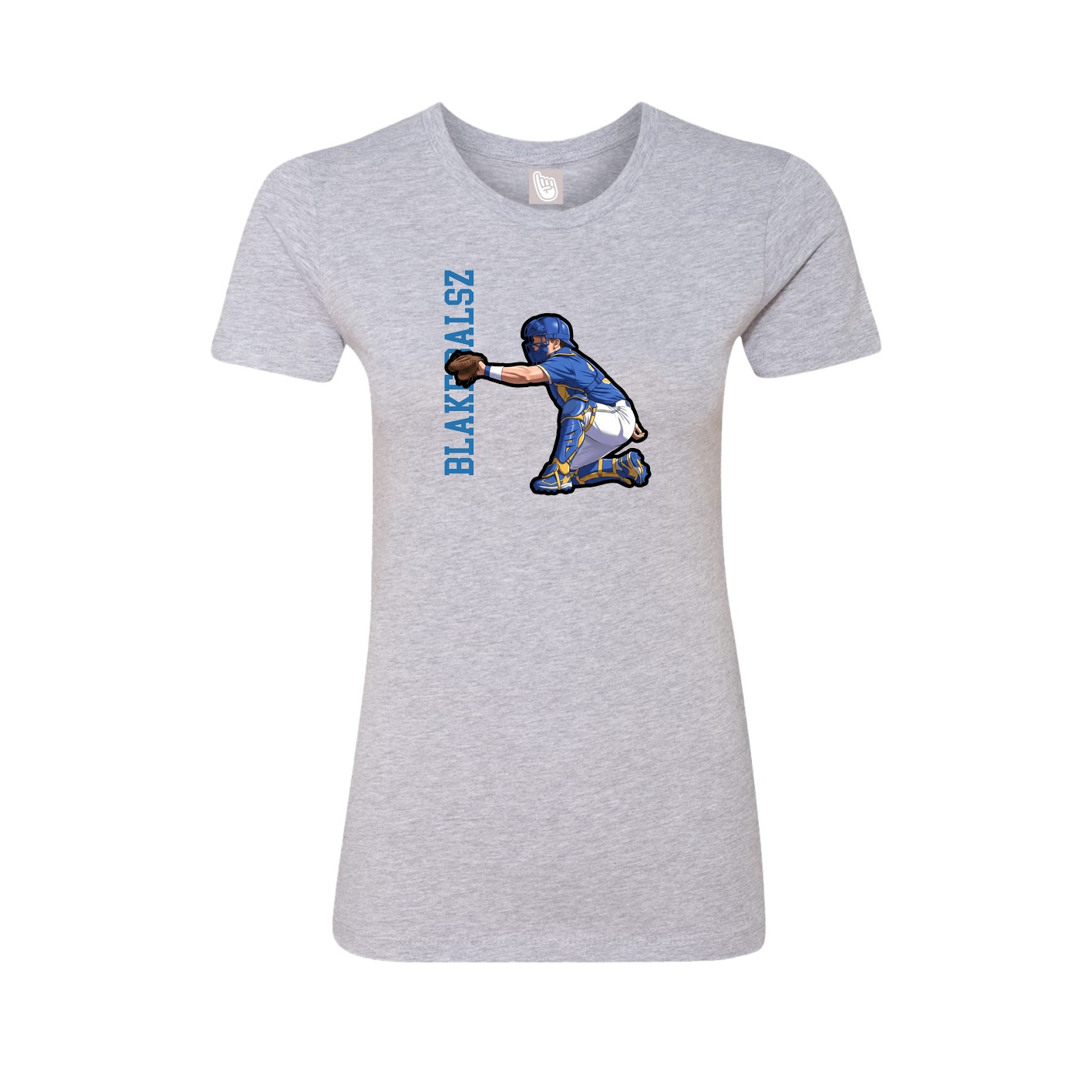 Fitted Women's Tee — Name Vertical in Grey