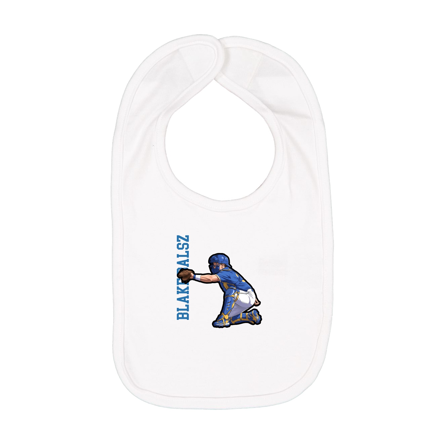 Infant Bib — Name Vertical in White