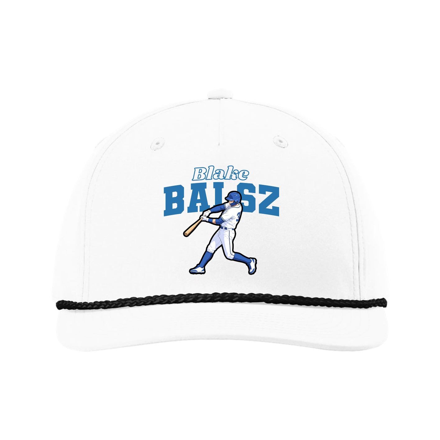 Five-Panel Classic Rope Cap — Name Arch in White