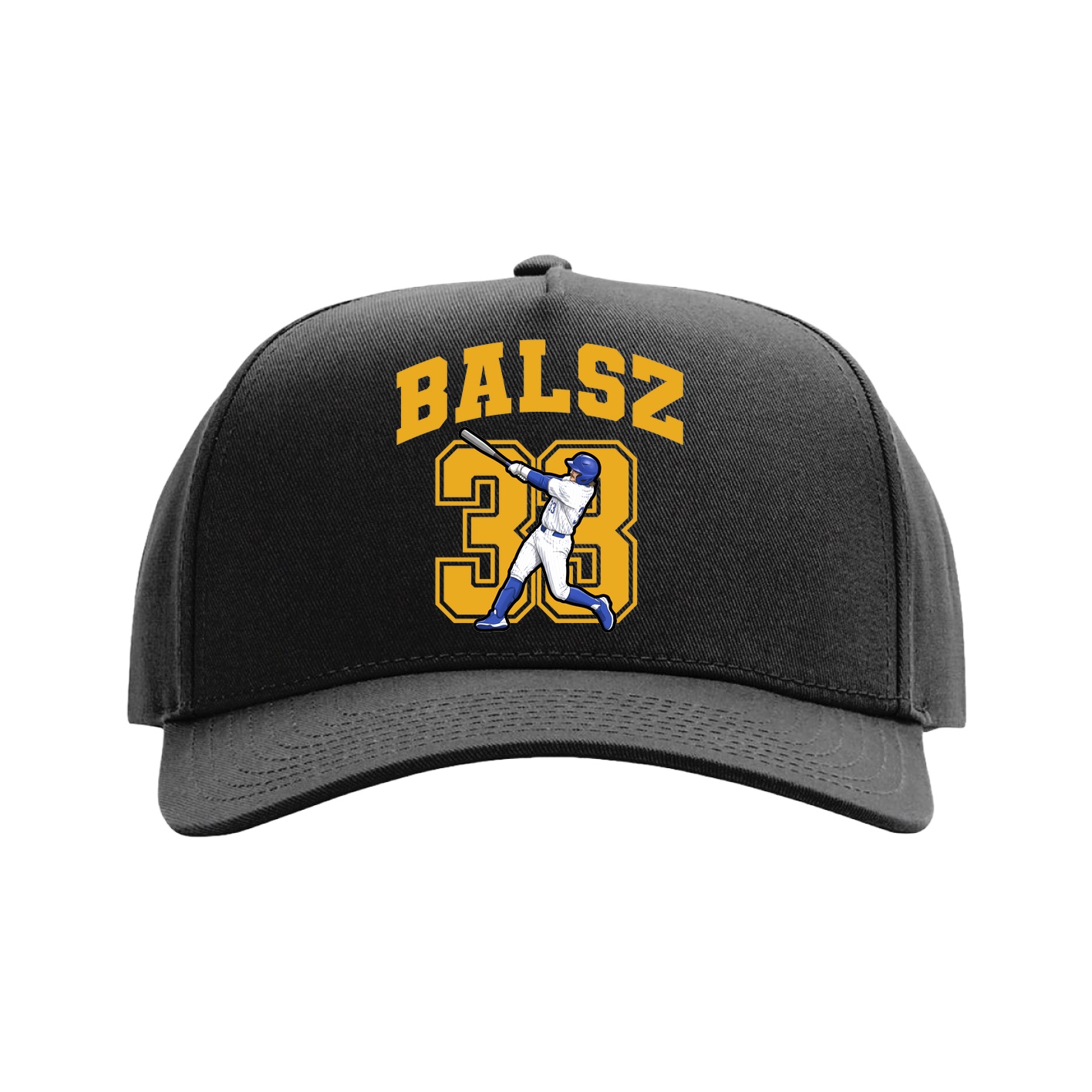 Full Fabric Five-Panel Champ Cap — Number in Black