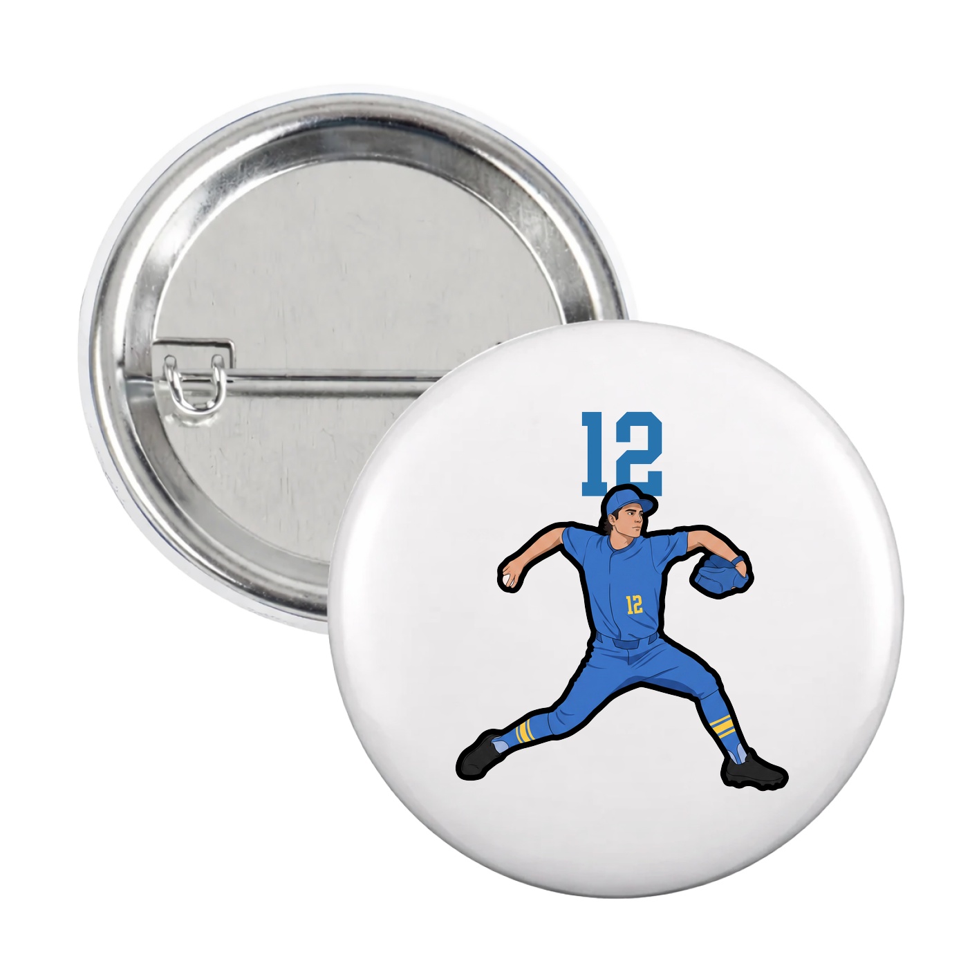 Game Day Button — Number Top in White