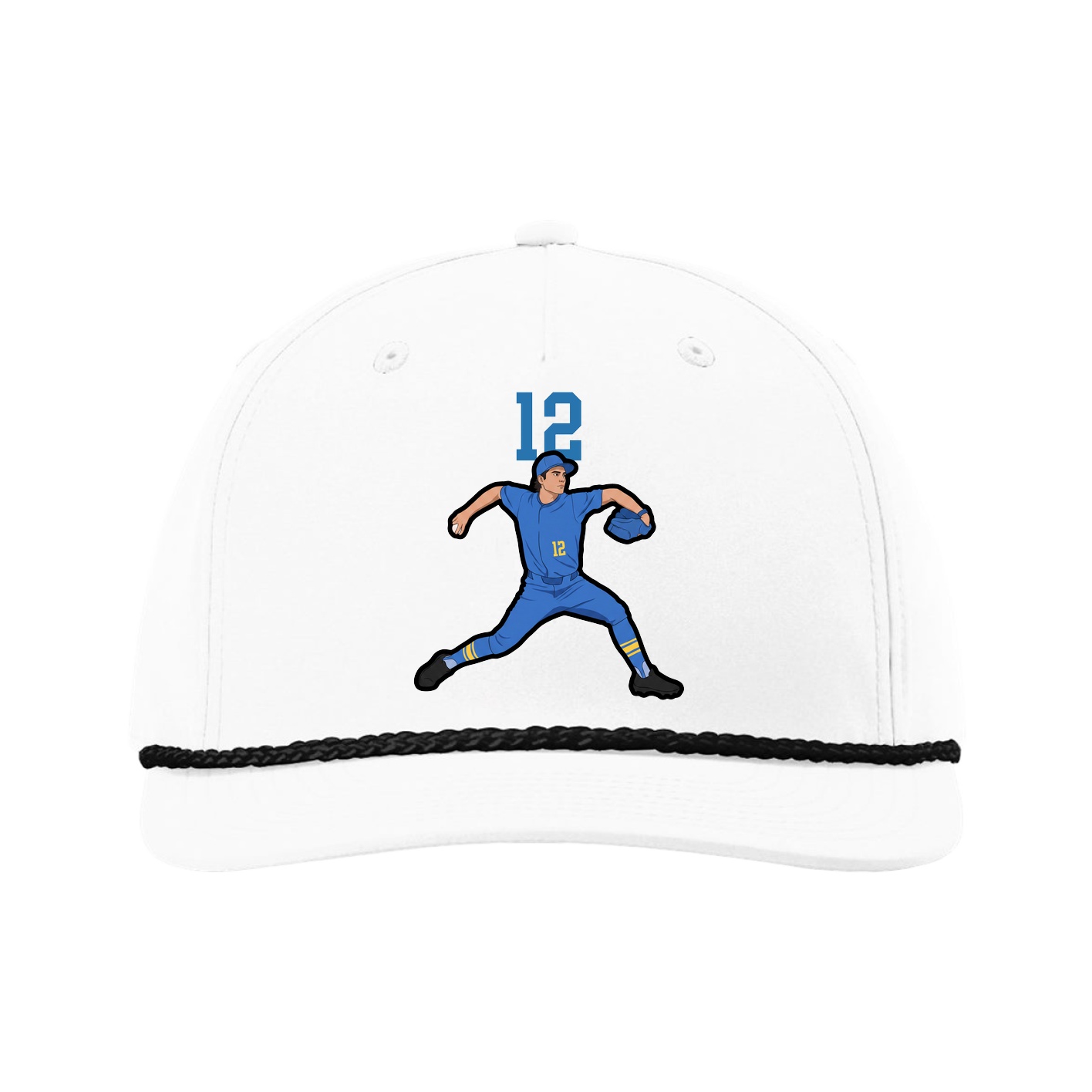 Five-Panel Classic Rope Cap — Number Top in White