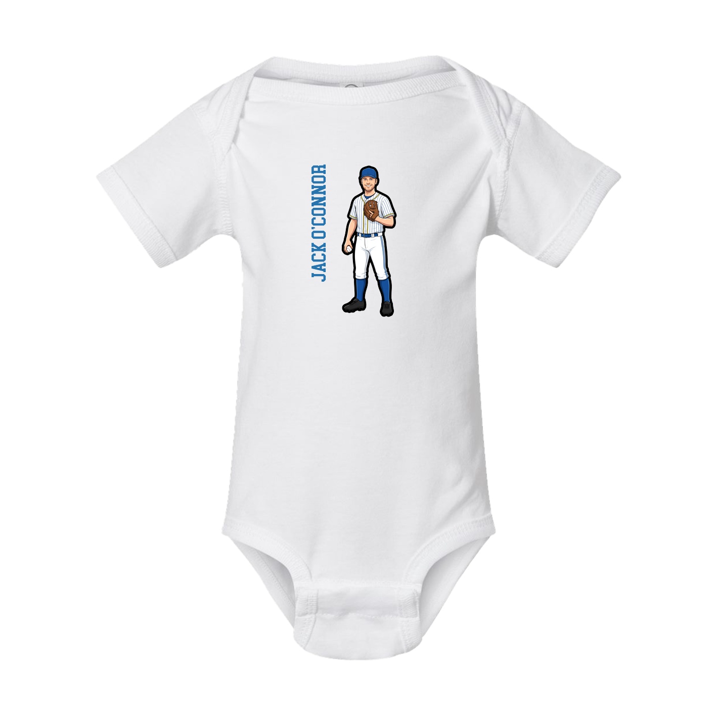 Baby Onesie — Name Vertical in White