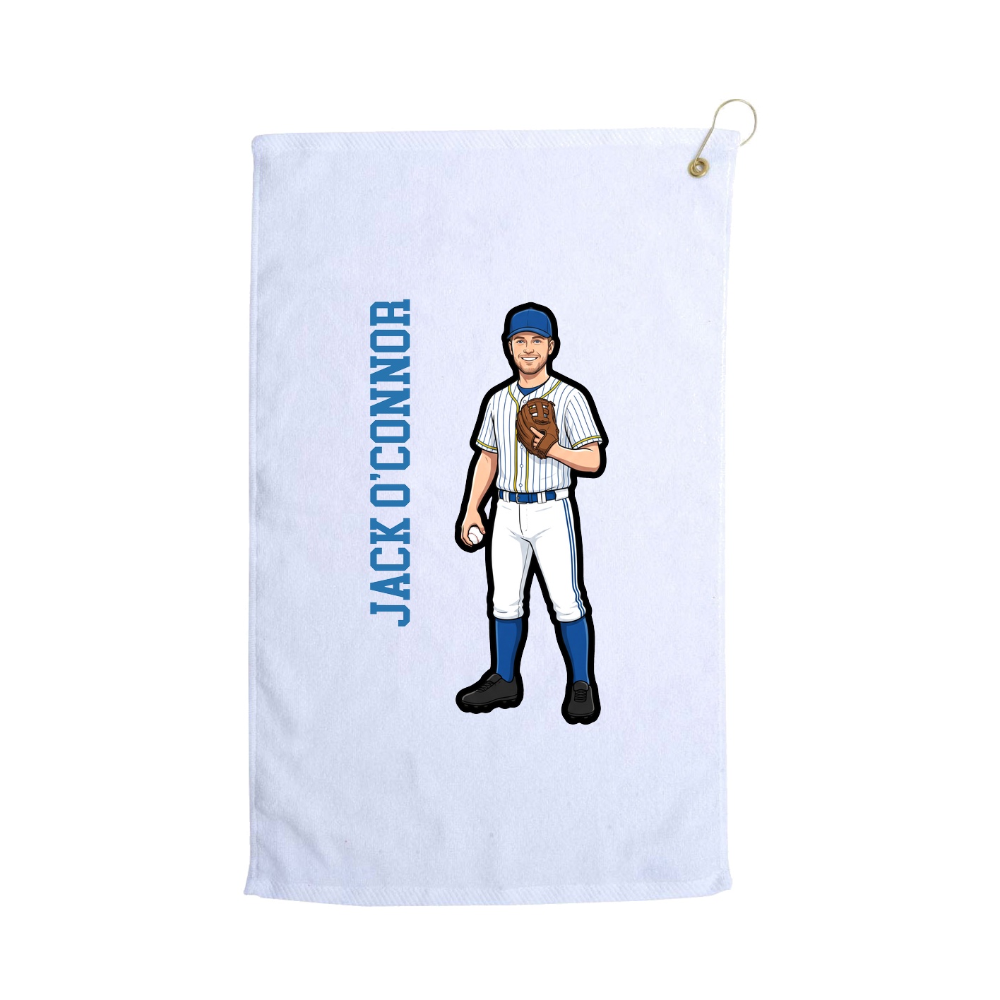 Golf Towel — Name Vertical in White