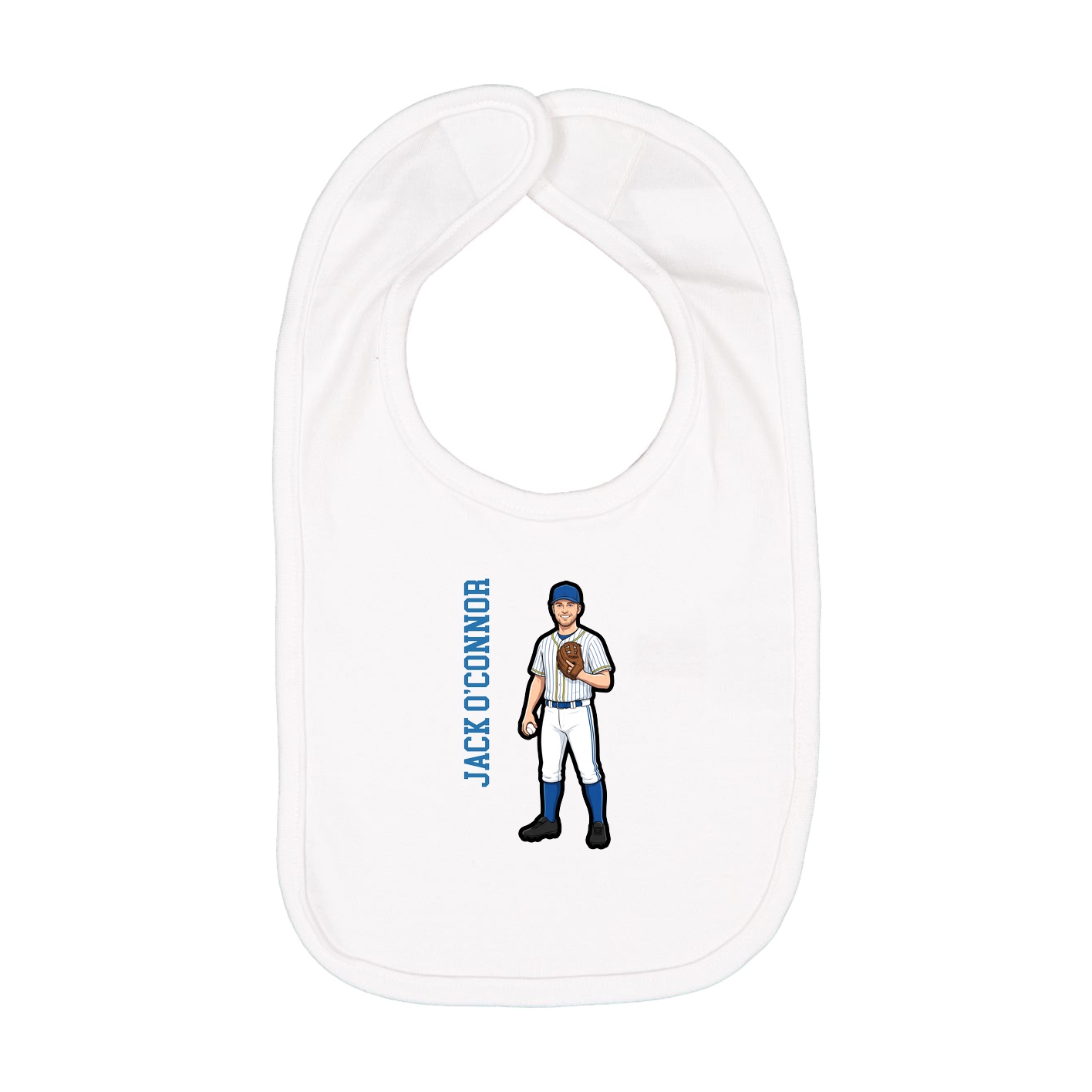 Infant Bib — Name Vertical in White